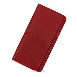 MultiValue Long Wallet Purse, Unisex Slim Long Wallet Thin Leather Wallet Bifold Credit Card Clutch with Snap Closure Coin Pocket for Woman Men (Red)