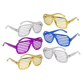 by Robelli Pack of 6 Assorted Metallic Colour Fancy Dress Shutter Glasses