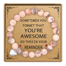 SERENEY Inspirational Gifts as Christmas Gifts for Women, You're Awesome Bracelets for Teen Girl, Pink Beaded Friendship Bracelets for Her Best Friends Sister Teenage Daughter Granddaughter Niece