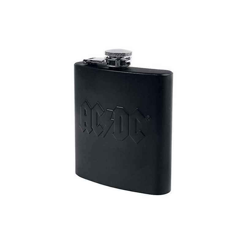 AC/DC HFAC01 Hip Flask, Steel, Black, 9.5 x 2 x