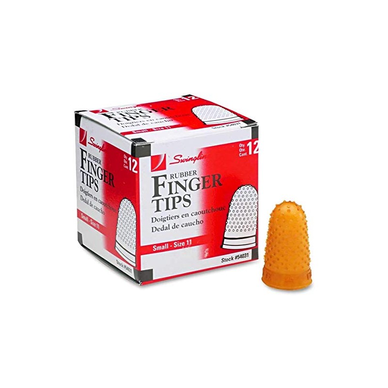 Swingline 54031 Rubber Finger Tips, Small, 9/16-Inch Diameter, 12/BX, Amber