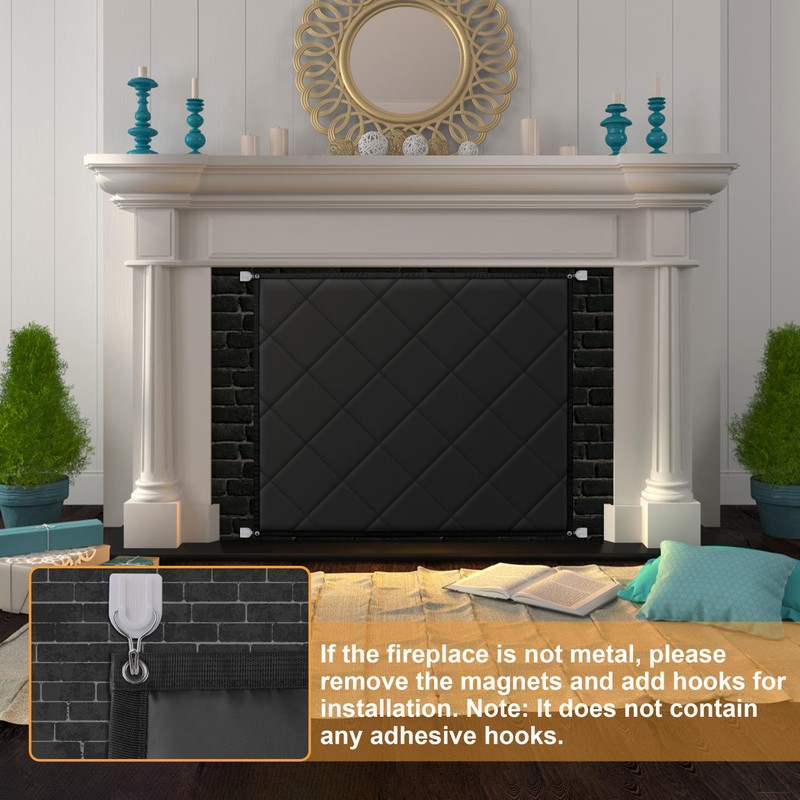 MyLifeUNIT Magnetic Fireplace Cover, 39" x 32" Fireplace Blanket for