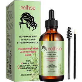 Rosemary Mint Scalp & Hair Strengthening Oil, Aceite de Romero y Menta con Jojoba y Ricino, Crecimiento Capilar, Hidratación y Brillo, Apto para Cabello, Cejas y Pestañas