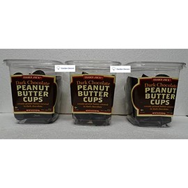 Trader Joe's Dark Chocolate Peanut Butter Cups Container 16oz 454g (Three Containers)