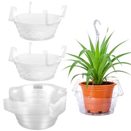 AojSup 20 Pcs Hanging Plant Water Catcher Tray, 10 Inch Clear Plastic Hanging Basket Drip Pan Saucer for Indoor Outdoor Potted Plants (10" x 10" x 3.5")