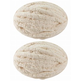 DISDADA Thick Wool for Hand Knitting, 2 Pieces, 500 g, Chunky Yarn Wool for Crochet, Fluffy Soft XXL Wool, Thick for Blanket, Sock Wool, Scarf, Hat (Beige)