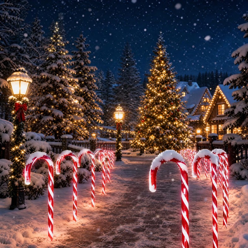 GLUUFLOWER 24 Pack Solar-Powered 28'' Christmas Candy Cane Lights, Waterproof
