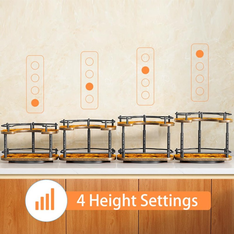 12" Wood Lazy Susan Rotating Spice Rack Spice Turntable Organizer
