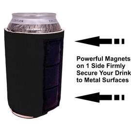 Magnetic Neoprene Collapsible Can Coolie (6 Pack Black)