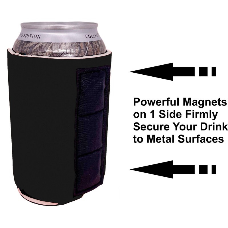 Magnetic Neoprene Collapsible Can Coolie (6 Pack Black)