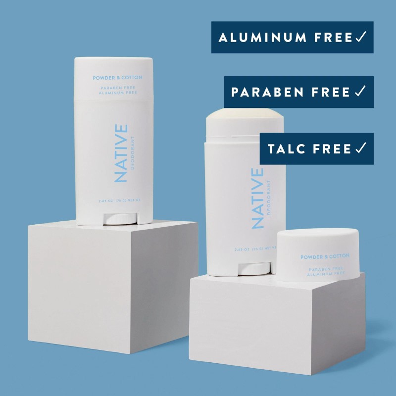 Native Natural Deodorant, Powder & Cotton, Aluminum Free, 2.65 Oz
