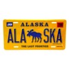 Alaska Moose Metal License Plate 6" X 12" Yellow &