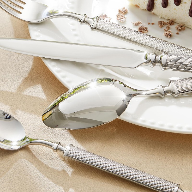 KINGSTONE Retro Rope-Pattern Silverware Set, 20-Piece Flatware Set Cutlery Set