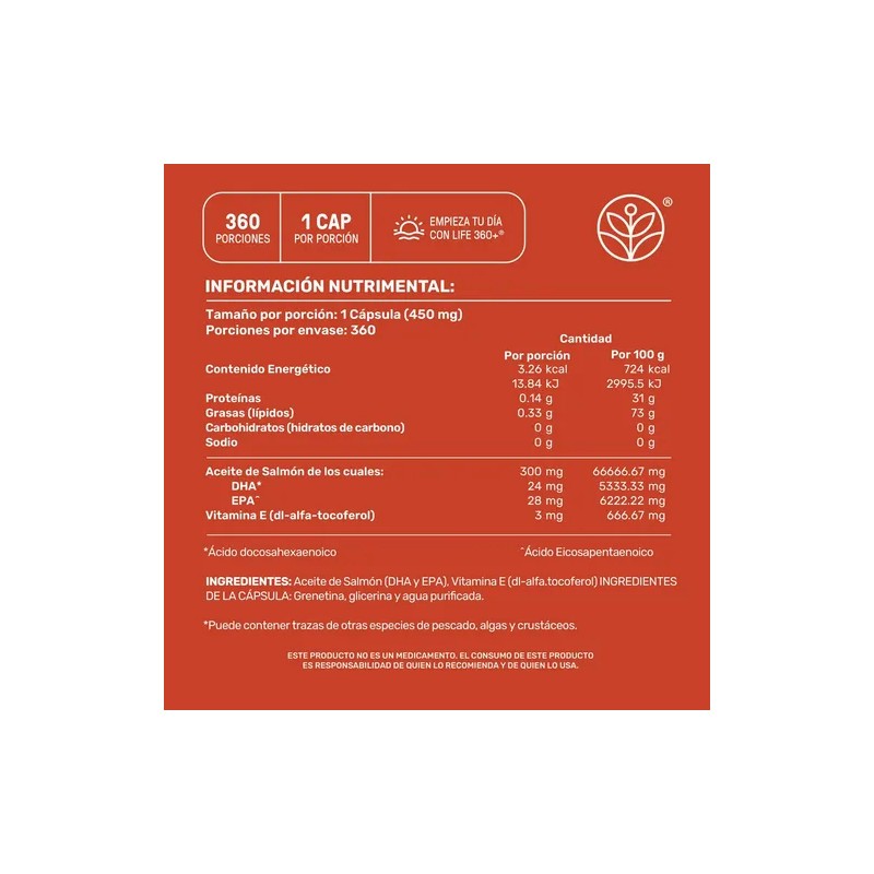 Omega 3 Aceite de Salmón y Vitamina E 360 Cápsulas