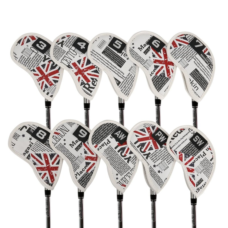 Leather Golf Club Iron Head Covers 10 Piece Set Union