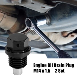 A ABSOPRO Oil Drain Plug M14 x 1.5 Drain Plug with Sealing Ring Oil Drain Plug Black Pack of 2