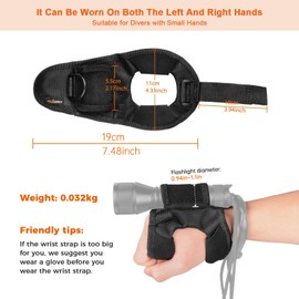 ORCATORCH Diving Flashlight Glove for Small Hands, Hands-Free Flashlight Holder Universal Adjustable Wrist Strap Scuba Dive Lights Accessories (Not Included Flashlight)