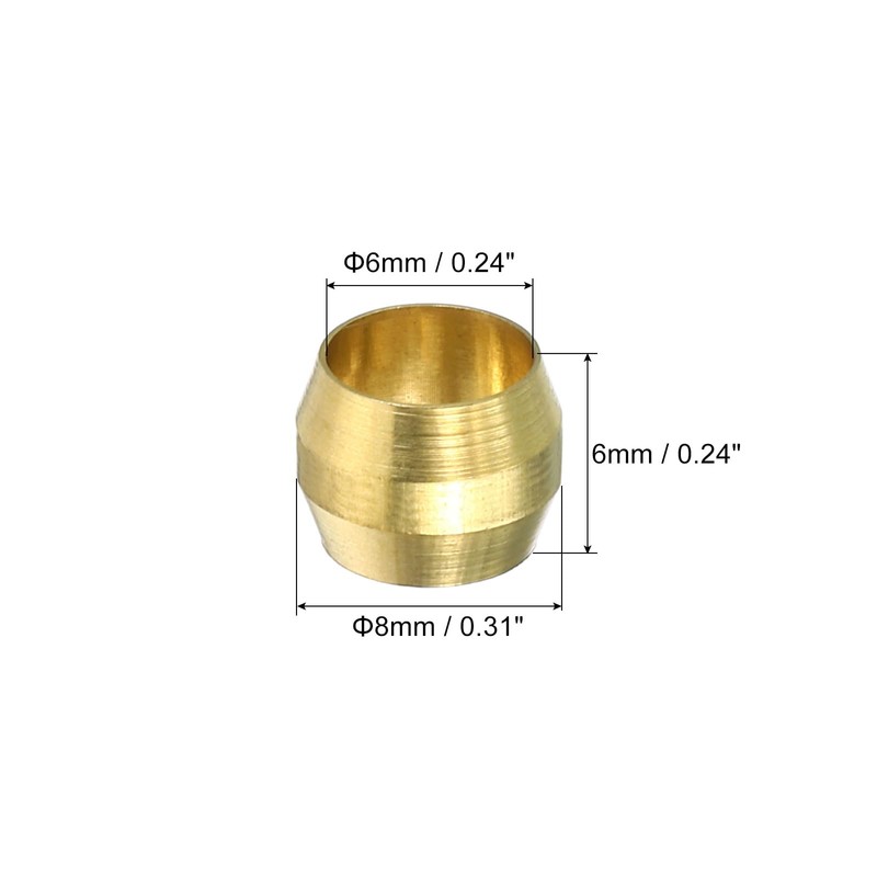 PATIKIL 20pcs 6mm Tube Outside Diameter Brass Compression Sleeve Ferrules