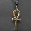 Ankh Egyptian Bronze Pendant Necklace Jewellery, incl black cotton sting,