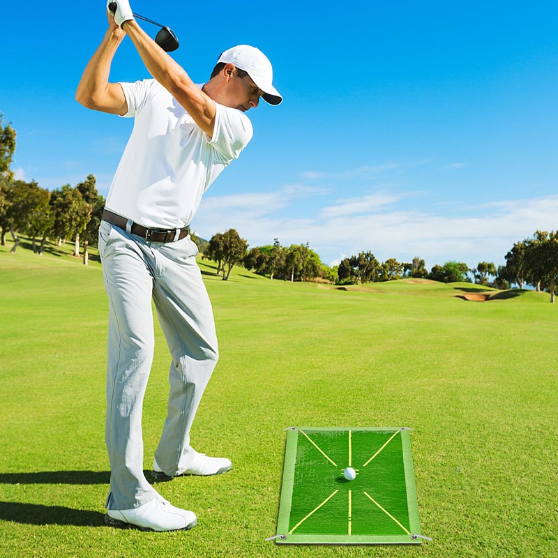 Feestars Golf Practice Mat with Traces, 45% More Hitting Area,