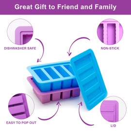 KeFanta 2 Packs Silicone Butter Mold, Butter Tray with Lid, Large Butter Maker with Silicone Spatula, Rectangle Container for Homemade Herbed Garlic Butter Brownies Soap Bar Energy Bar