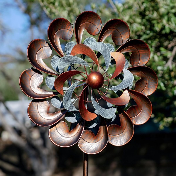 Pure Echo Wind Spinner Outdoor Garden Decor, Wind Spinners for Yard and Garden, 84 inch Copper Wind Sculptures & Spinners for Yard Decorations - Larger Spinners