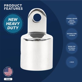 Five Oceans Bimini Top Hardware - Marine Bimini Top 7/8-inch External End Eye, Heavy-Duty AISI316 Stainless Steel Bimini Top Mounting Hardware - FO368