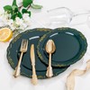 DaYammi 150Pcs Green Plastic Plates with Gold Rim, Green Disposable