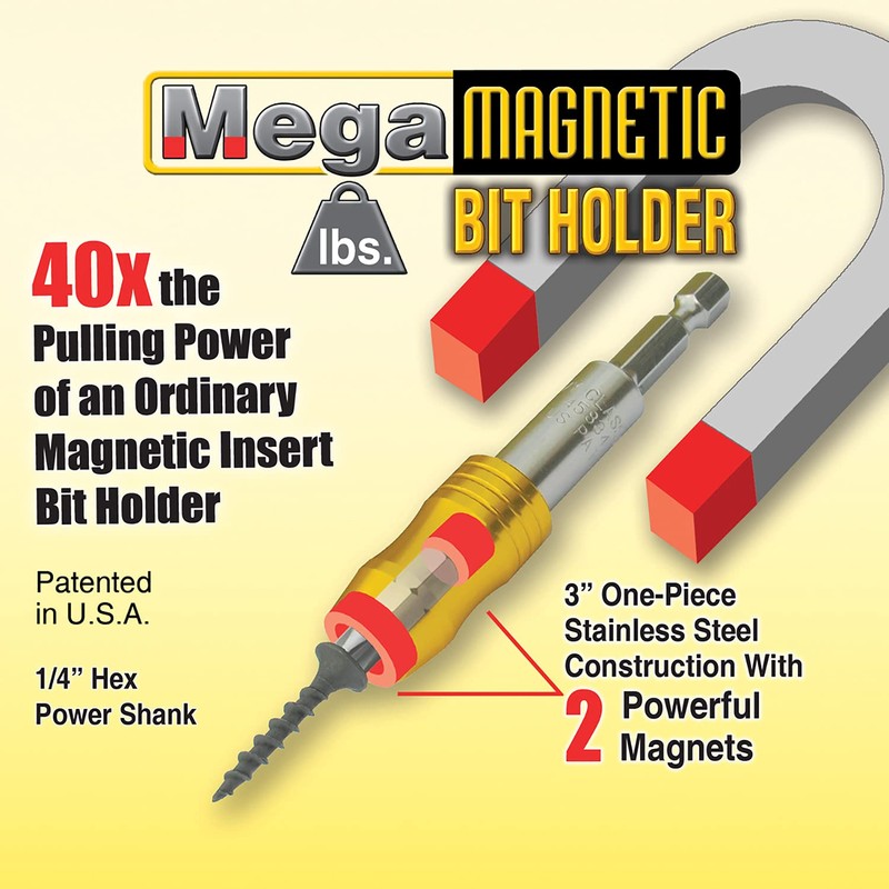 IVY Classic 45834-3 Mega-Magnetic 1/4 x 3" Bit Holder, Impact