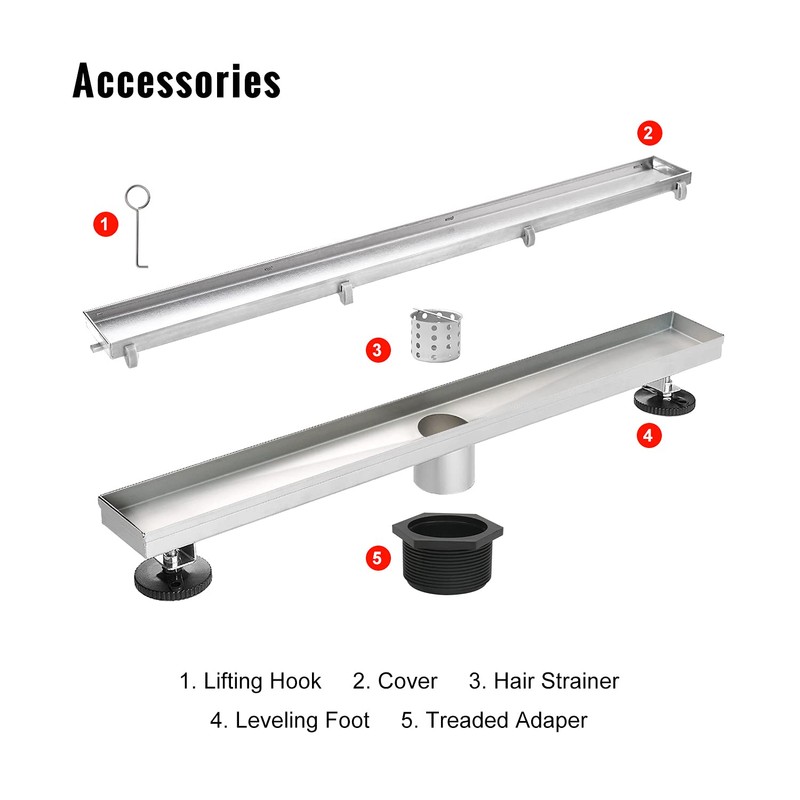 SaniteModar Linear Shower Drain, Shower Drain 28 inch 2 in