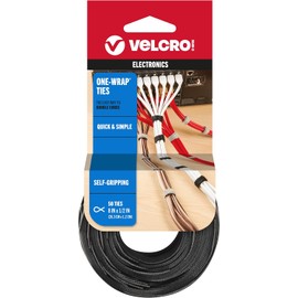 Correas auto-sujetable ONE-WRAP® Marca VELCRO® Negro- Gris 1.2 cm de ancho x 20.3cm de largo- 50 piezas (90924MXN)