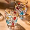 JQWIN AlifordGlass Glass Tumblers with Colorful Patterns, Lead-Free, Set of