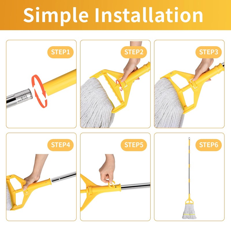Commercial Mop with Extra Head Replacement, 63Inch Handle Heavy Duty