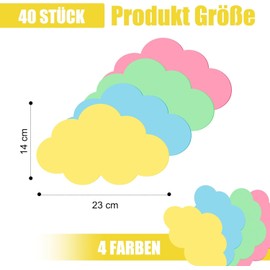 Set of 40 Presentation Cards Cloud 14 x 23 cm Presentation Cards 4 Colours Colourful Metaplan Cards Flip Chart Paper Metaplan Cards Set Flashcards for Office School Light Green Light Yellow Light Pink