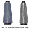 2Roll Metallic Crochet Thread Rose Iridescent Purple and Sliver,Glitter Metallic