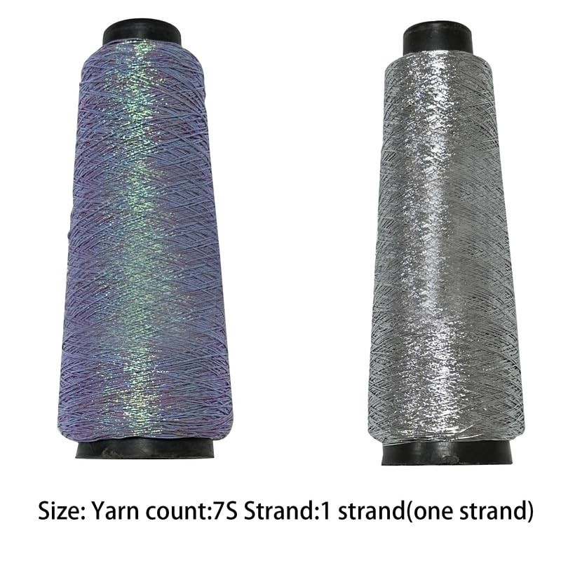 2Roll Metallic Crochet Thread Rose Iridescent Purple and Sliver,Glitter Metallic