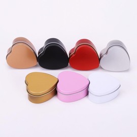 16 Pcs Metal Tins Jar with Lids 2 OZ Empty Heart Shaped Tins Boxes Candle Jars Cans Art Crafts Candies Party Favors (black)