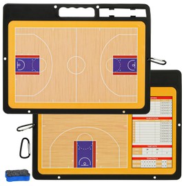 Jucoan Dry Erase Basketball Clipboard, Basketball Coaching Board for Coaches, Double Sides Full & Half Court Basketball Tactics Strategy WhiteBoard Coach Training Equipment