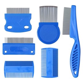 MKEAWWU Lice Comb Set of 6, Blue, 18 cm Long and 3.2 cm Wide, Metal Nit Comb for Effective Lice Removal Pettine Pidocchi