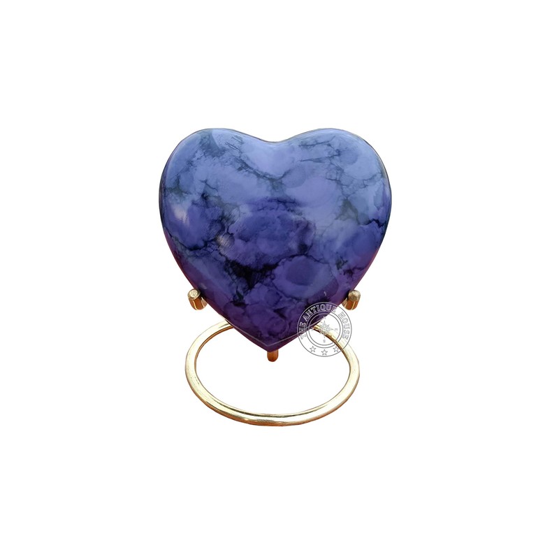 Purple Cremation Urn for Ashes Keepsake Heart Urn with Black