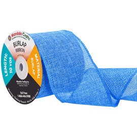 Sky Blue Burlap Ribbon 3 Inch 2 Rolls 20 Yards Unwired Rustic Jute Ribbon for Crafts, Mason Jars, Weddings, Party Decoration; by Mandala Crafts