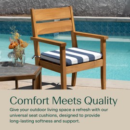 Honeycomb Outdoor Universal Seat Cushion Set, 18" x 17.5", Stripe Blue & White Outdoor Chair Cushions