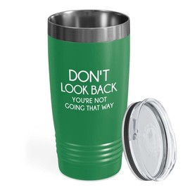 Flairy Land Daily Affirmation Green Edition Tumbler 20oz - Don't Look Back - Funny Gift For Reminder Coworker Friendship Graduation Birthday Encouragement Sunshine Woman