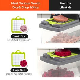 PAMFOIEL Vegetable Chopper – 16-in-1 Multifunctional Mandoline Slicer Veggie Chopper Salad Chopper With Stainless Steel Blades, Container with Lid, and Easy Cleaning – Perfect for Onion, Tamato, Salad