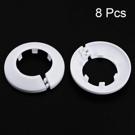 sourcing map 34-35mm Pipe Cover Decoration PP Plastic Water Pipe Escutcheon White 4pcs