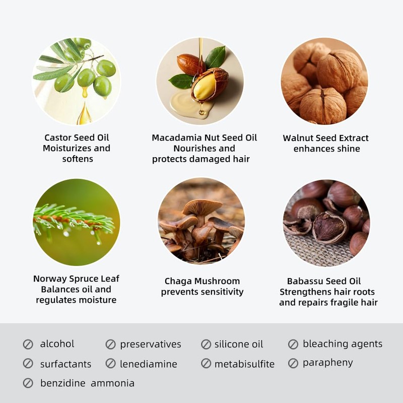 NOUGAT Dark Chestnut Natural Permanent Hair Color Kit,Dermatologically Tested, Ammonia