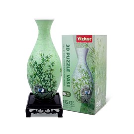 Yizhor 3D Puzzle Vase,Unique Flower Vase Made by 160 Curved Plastic Puzzle Pieces for Adults, Warming Gift for Flower Arrangements and Home Decoration,Crafts for Adults(Bamboo)