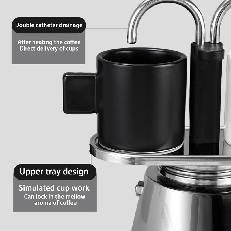 Yuecoom Stainless Steel Moka Pot, Moka Set includes Coffee Maker
