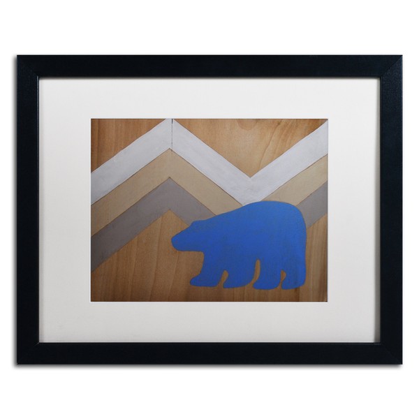 Blue Polar Bear Framed Artwork by Nicole Dietz, 16 by 20", White Matte/Black Frame