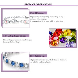 Sfoni Ankle Bracelet for Women, Adjustable Slider Bracelet Anklet with Cubic Zirconia Summer Ankle Chain Anniversary Birthday Graduation Jewellery Gifts for Teen Girls, Red Stone